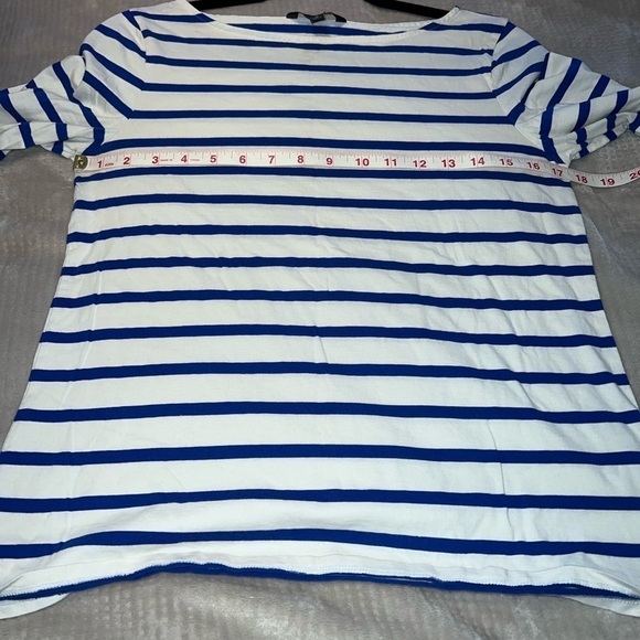 Banana Republic Blue & White Striped Bell Sleeve Top - Size Small - Picture 6 of 7